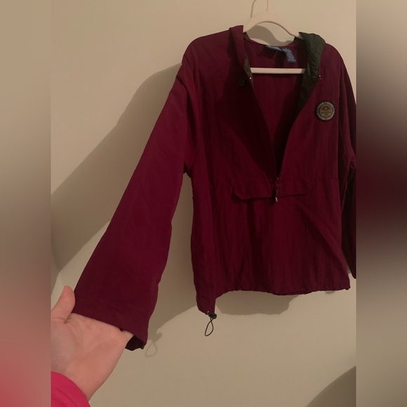 Vintage Winnie The Pooh Windbreaker Pullover 1/2 zip Burgundy EUC - Picture 6 of 8